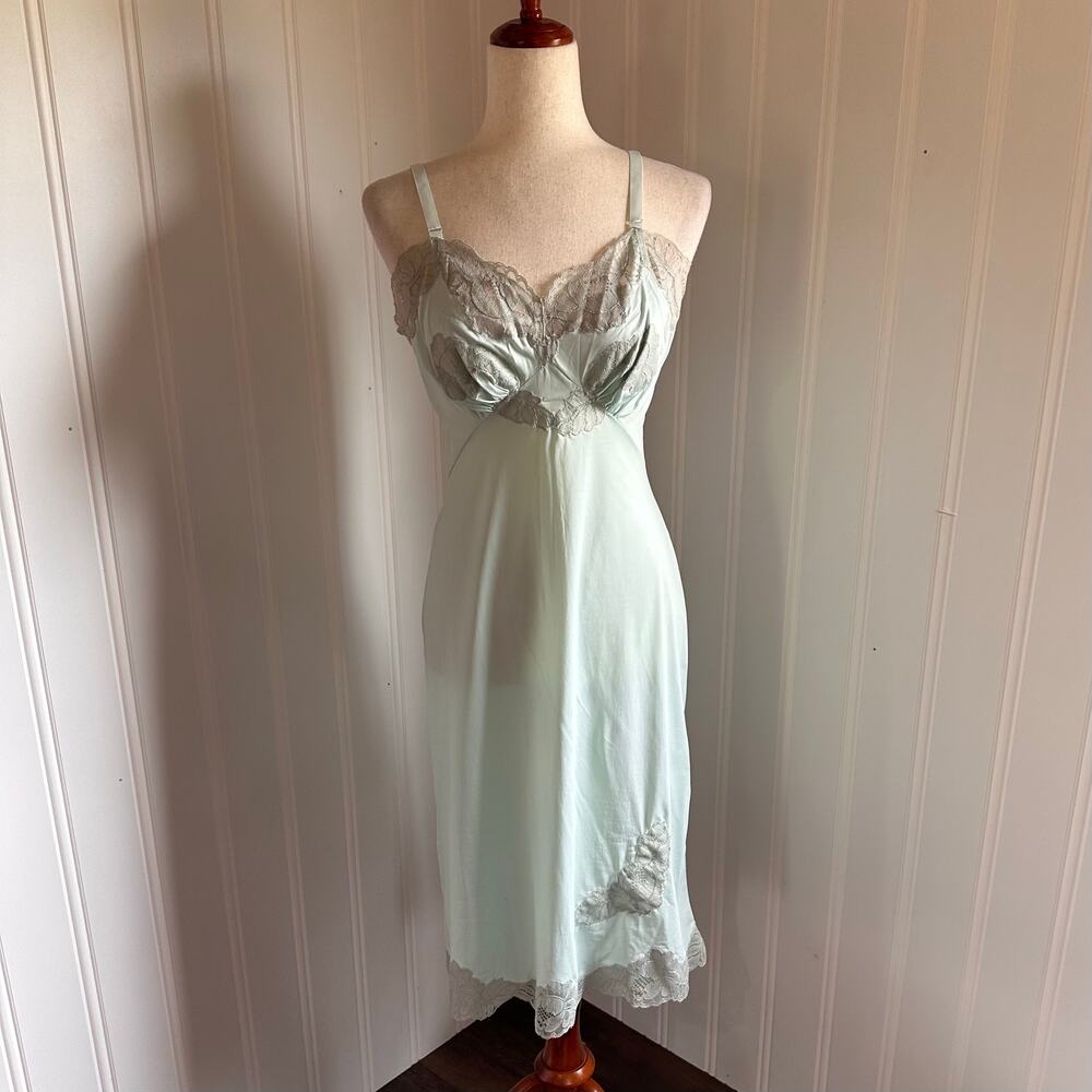Vintage 60s Sea Foam Green Slip Dress S